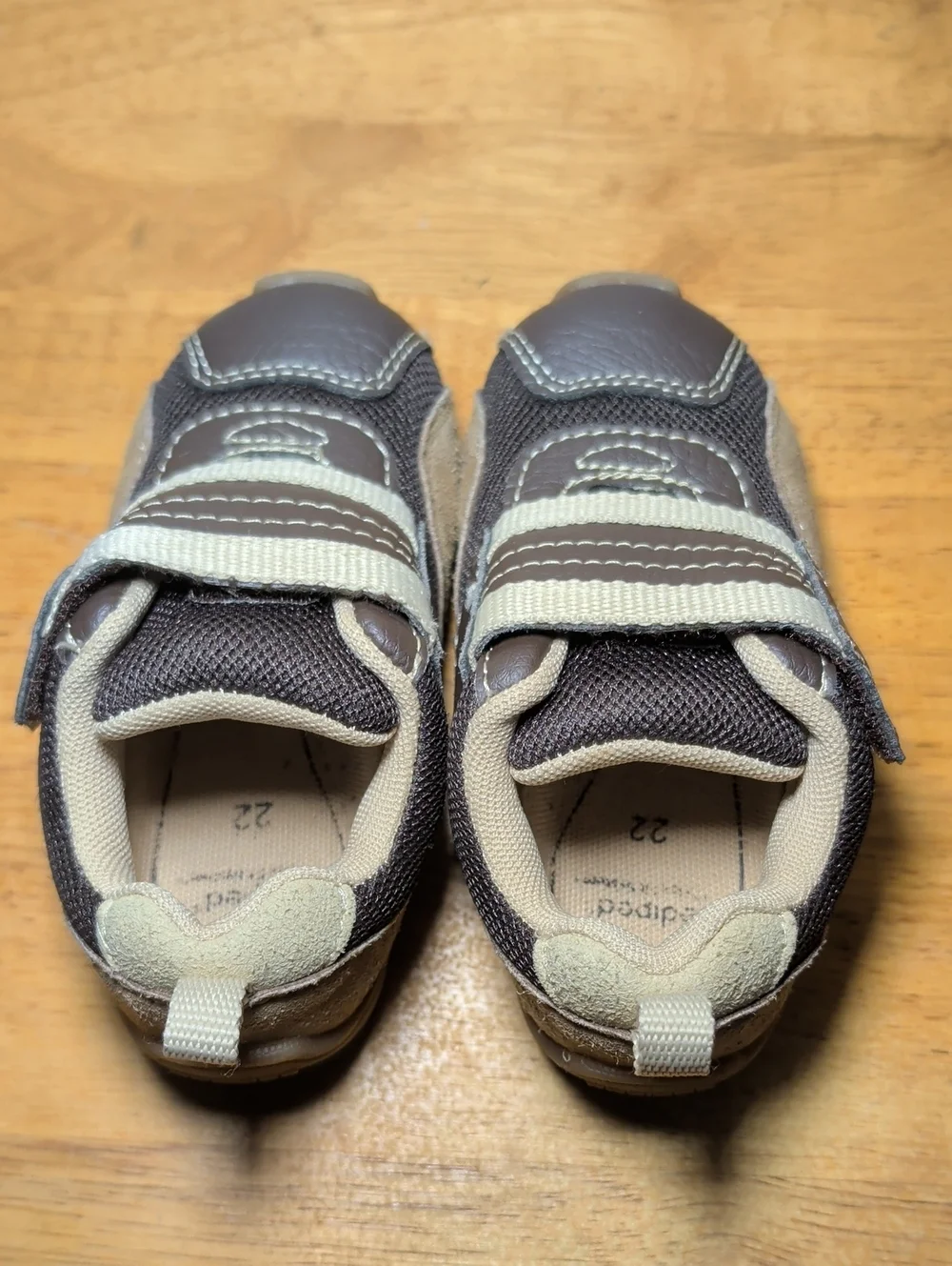 Pediped Flex Adrian Sneakers Brown Tan Hook & Loop Closure Toddler Boys Size 6